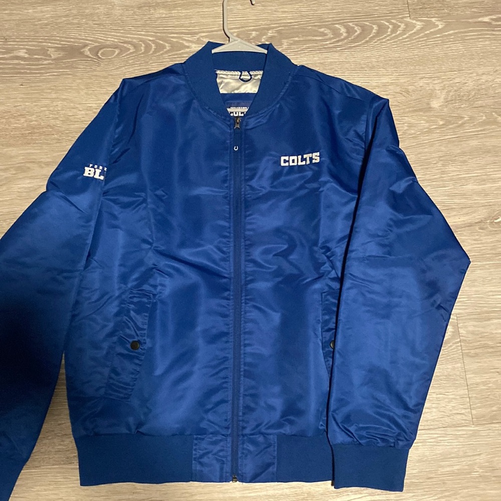 NWOT Colts Forever Blue Bomber Jacket with Horseshoe Lining